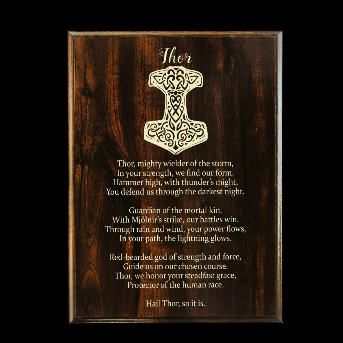 Thor Prayer Pagan Wall Plaque | Norse Pagan Decor