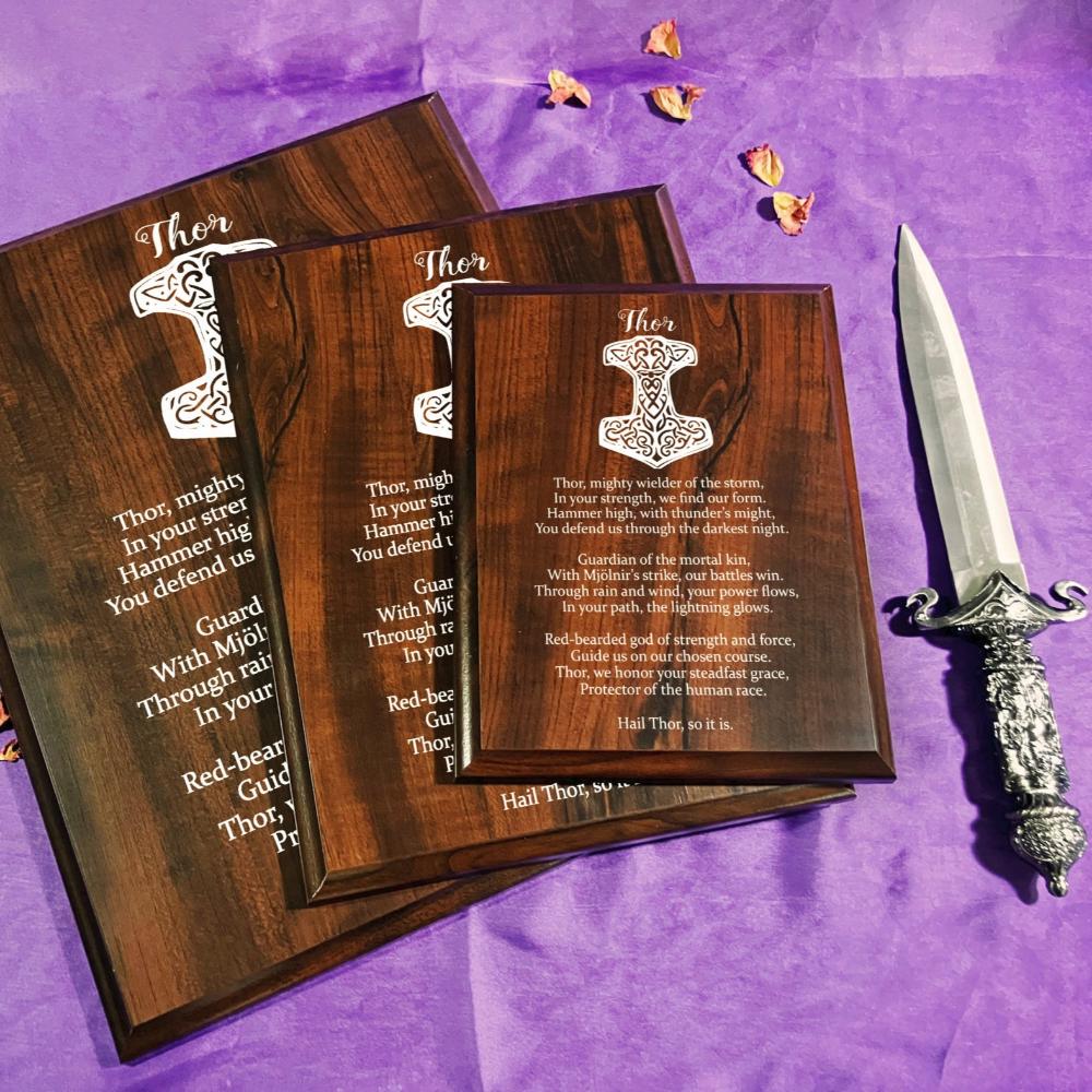 Thor Prayer Pagan Wall Plaque | Norse Pagan Decor