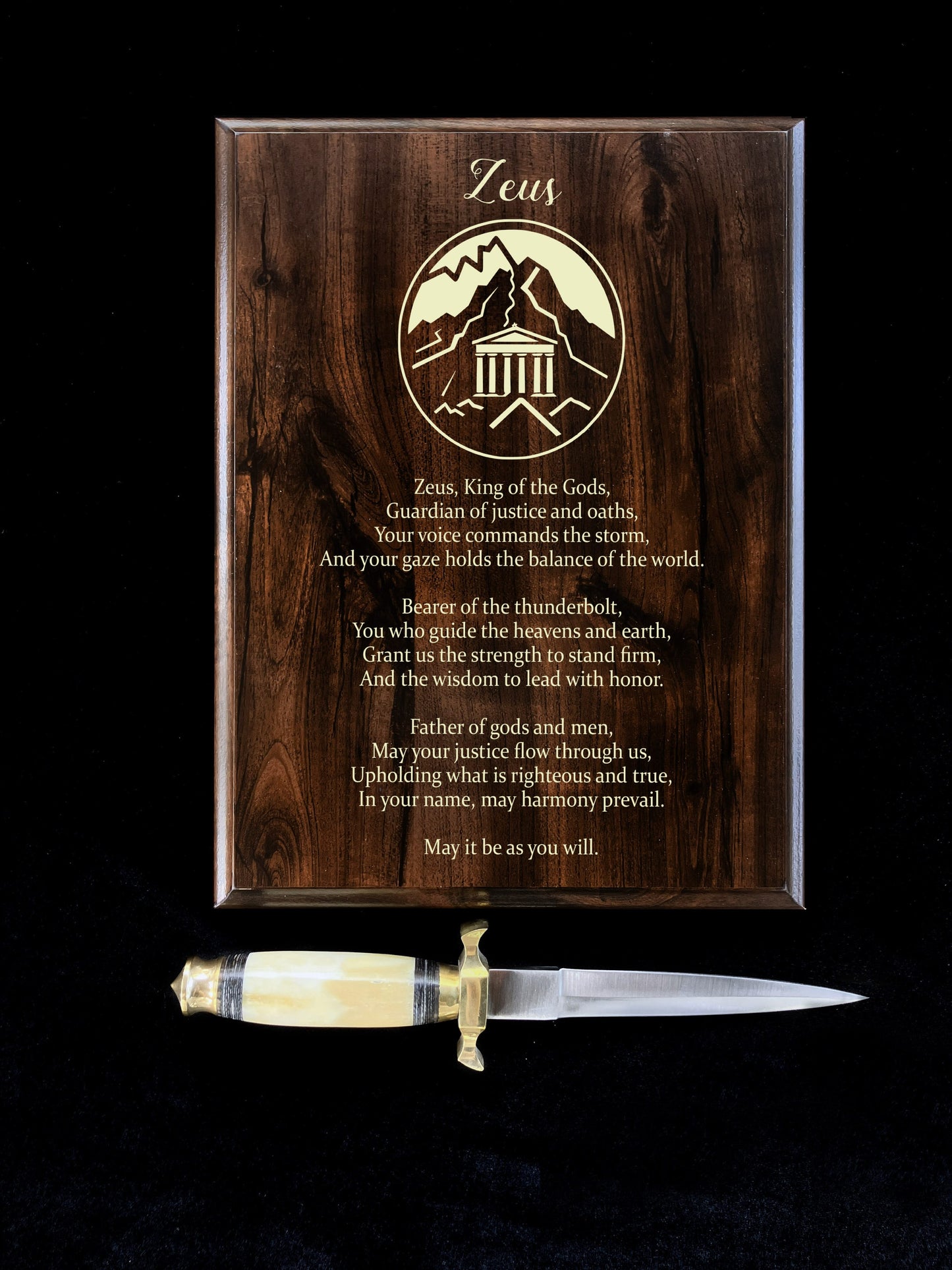 Zeus Prayer Pagan Wall Plaque