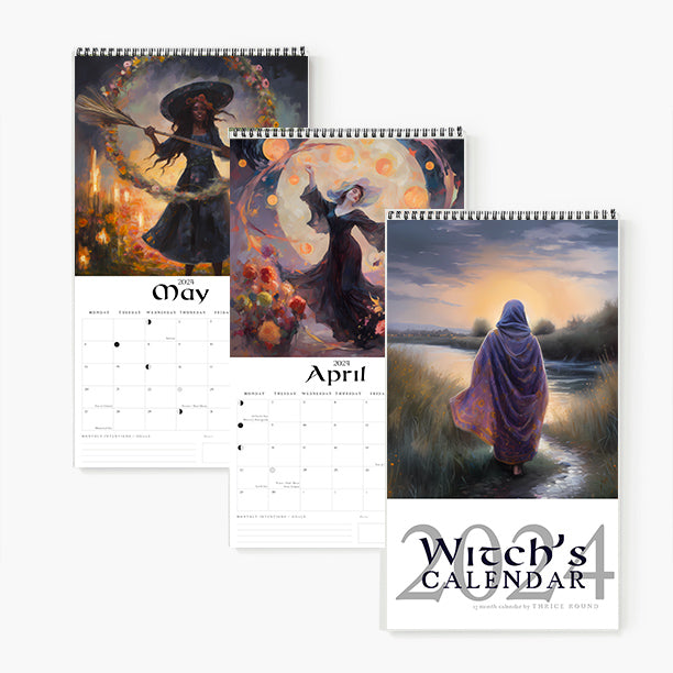 2024 Witche's Wall Calendar | Pagan Calendar | Moon Phases | Sabbats & Esbats