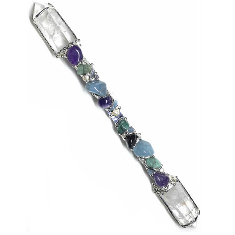 Crystal Wand | ATTRACTION & MANIFESTATION | Aquamarine, Amethyst, Emerald & Pearl
