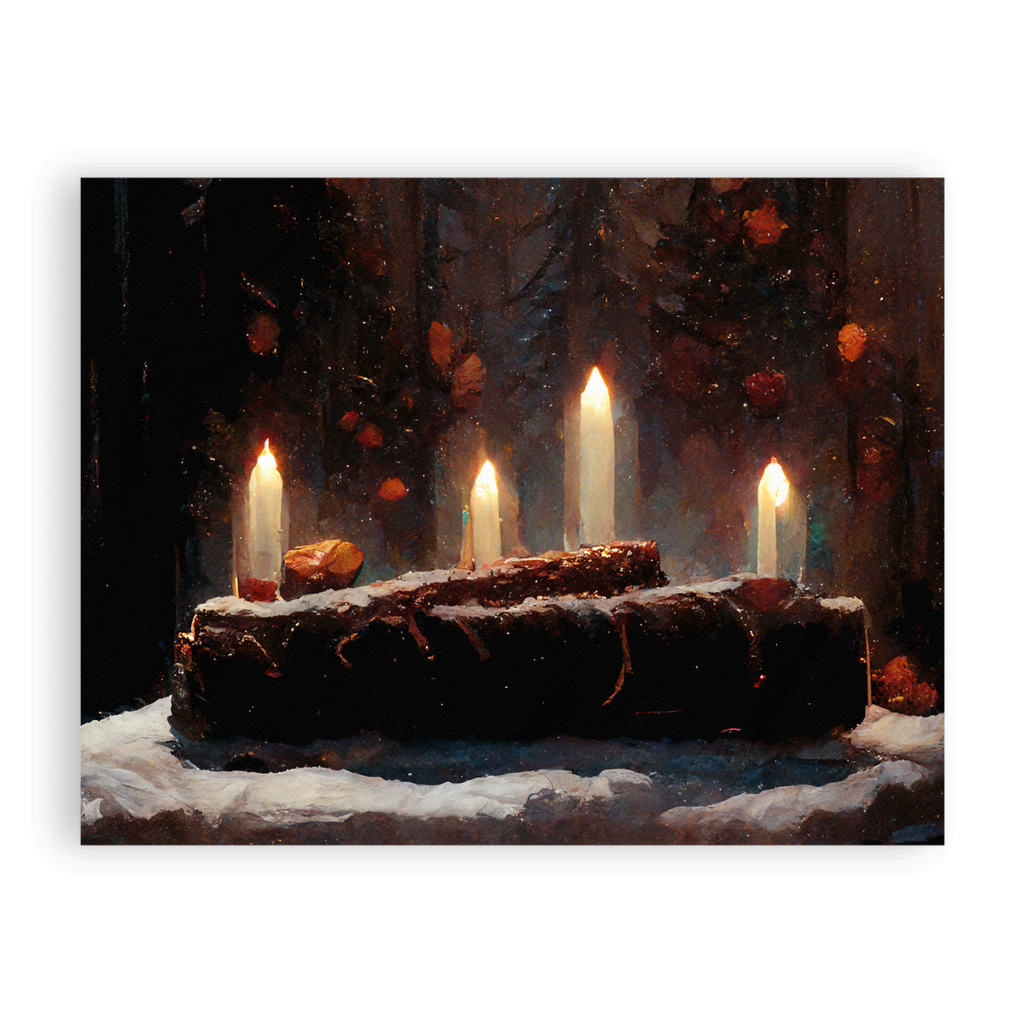 Flat Yule Log Note Cards - Pagan Card, Wiccan Card, Witchy Card Yule Gift - Single Card, Set Of 10, Set Of 25