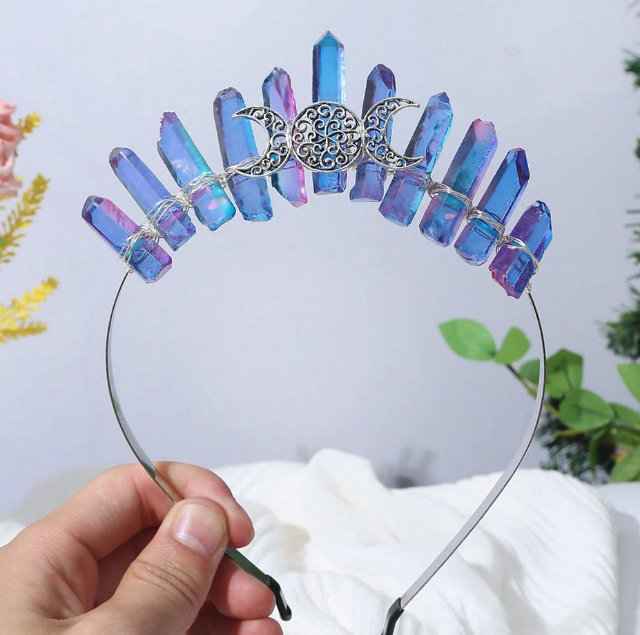 Crystal Fairy Triple Moon Goddess Headband | Multiple Color Options