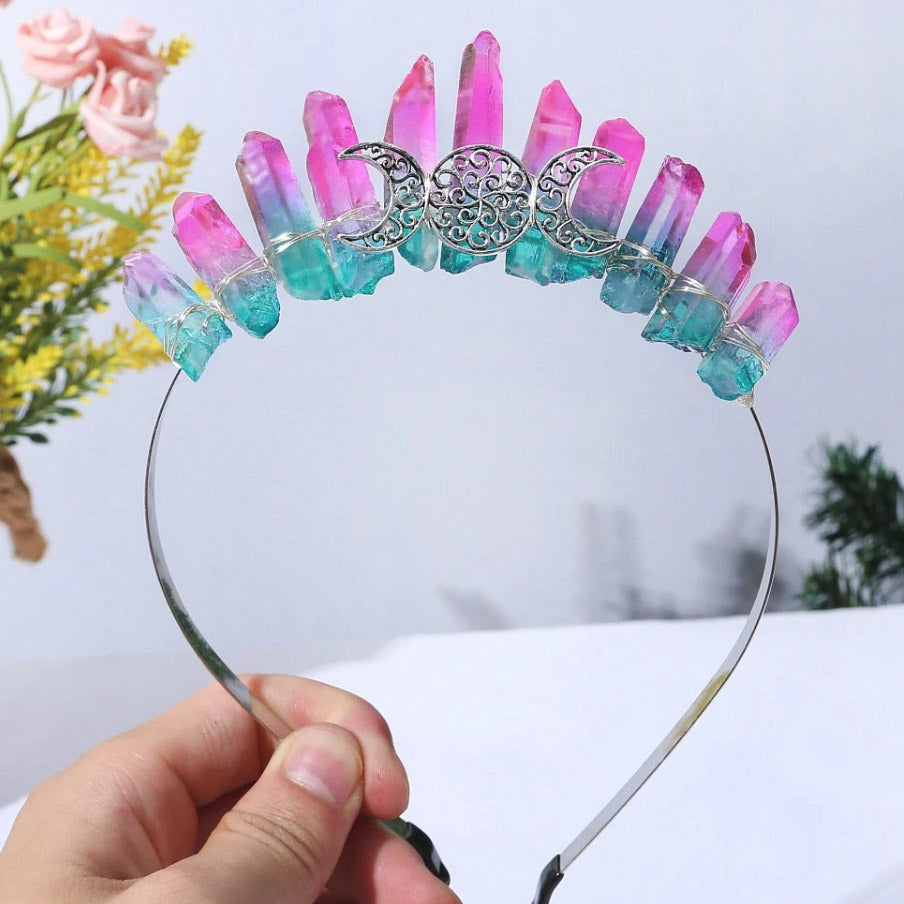 Crystal Fairy Triple Moon Goddess Headband | Multiple Color Options