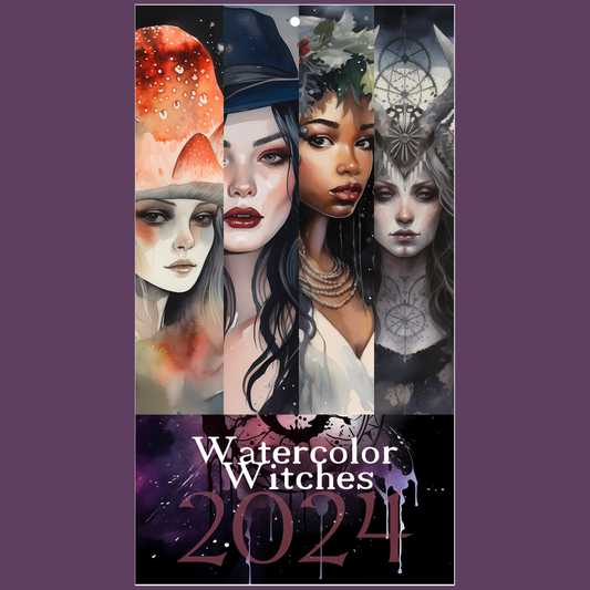 2024 Watercolor Witches Calendar | 13 Months | Witchy Calendar | Sabbats | Wall Calendar