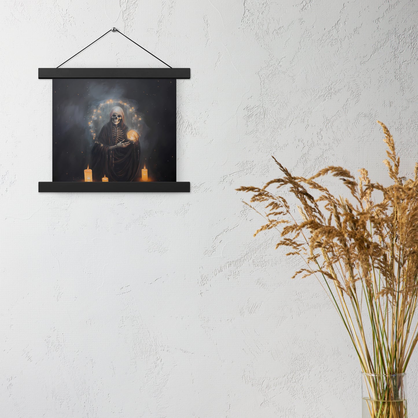 Death Witch | Gothic Wall Art | Samhain Halloween Art | Skeleton Witch Wall Hanging