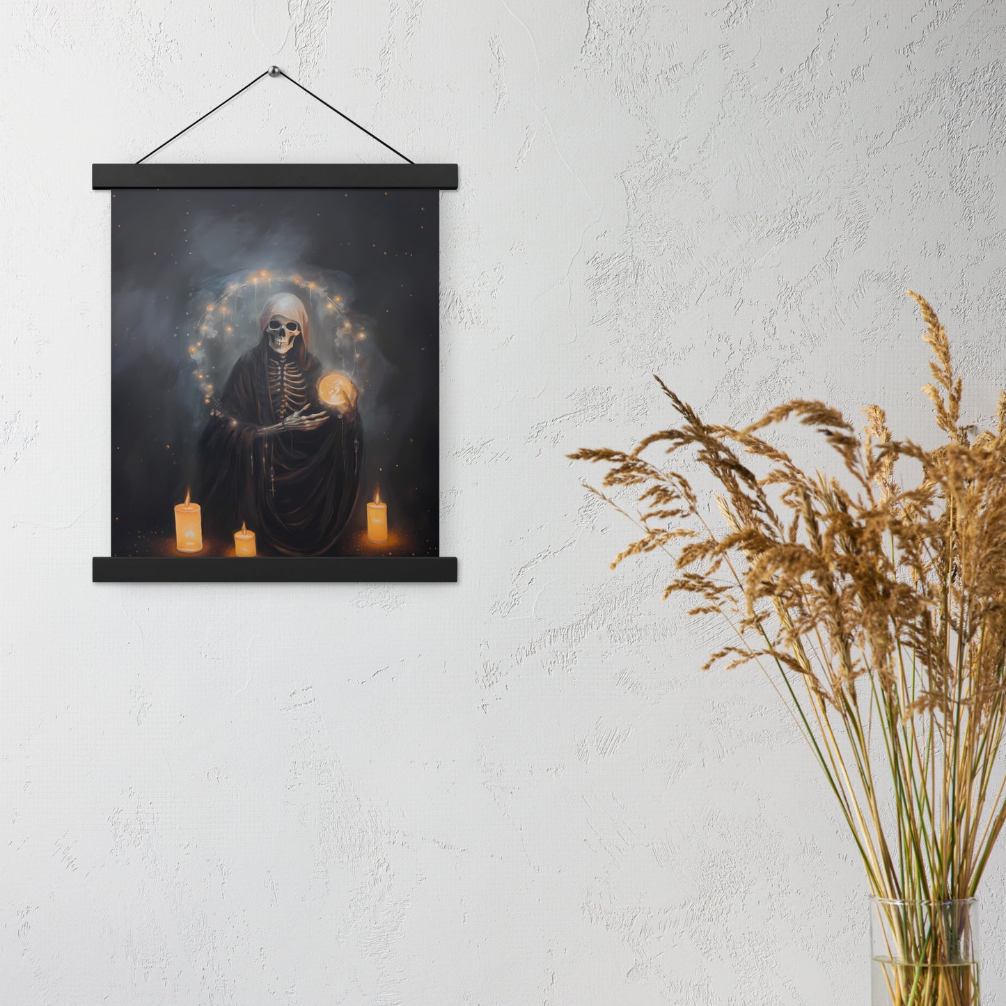 Death Witch | Gothic Wall Art | Samhain Halloween Art | Skeleton Witch Wall Hanging