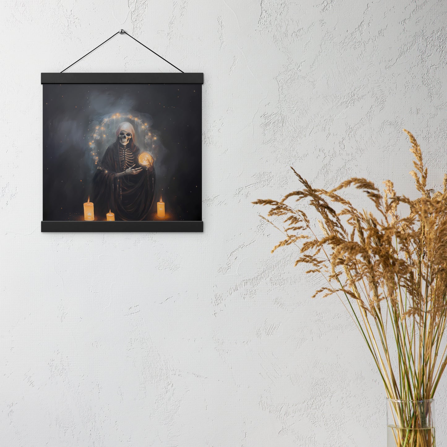 Death Witch | Gothic Wall Art | Samhain Halloween Art | Skeleton Witch Wall Hanging