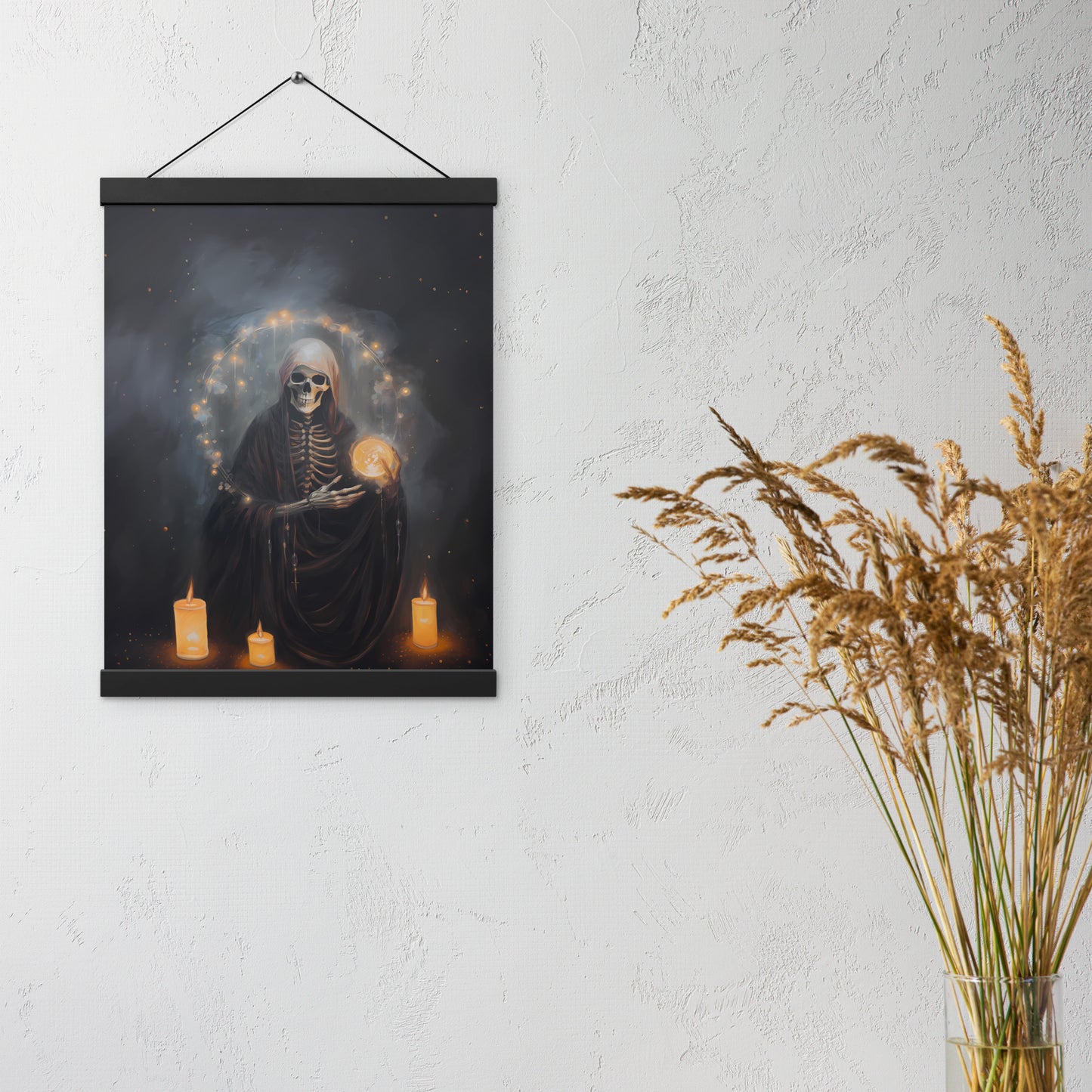 Death Witch | Gothic Wall Art | Samhain Halloween Art | Skeleton Witch Wall Hanging