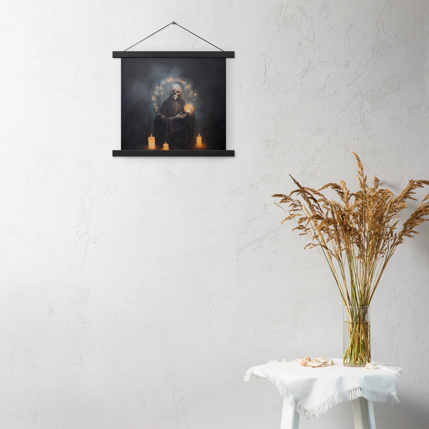 Death Witch | Gothic Wall Art | Samhain Halloween Art | Skeleton Witch Wall Hanging