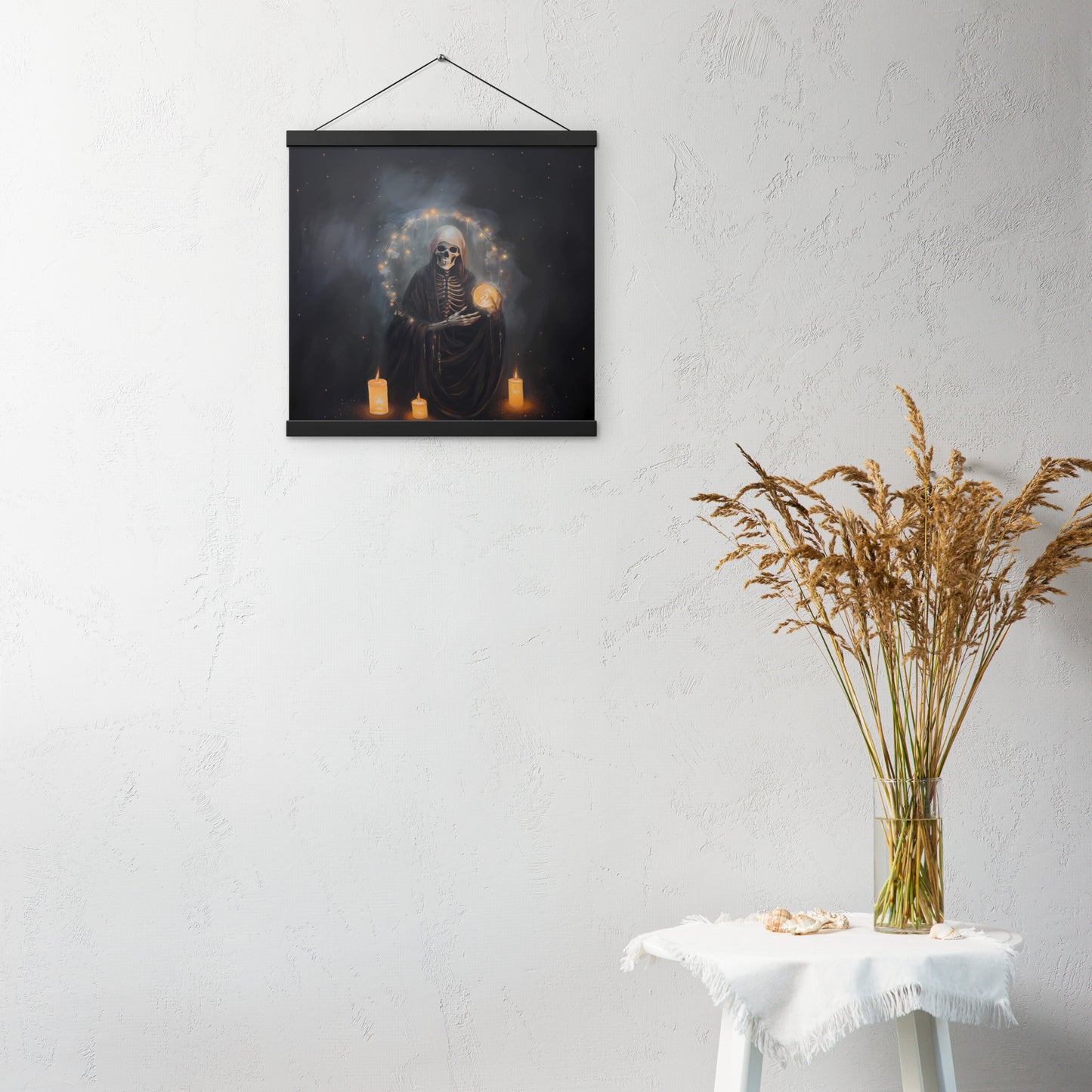 Death Witch | Gothic Wall Art | Samhain Halloween Art | Skeleton Witch Wall Hanging