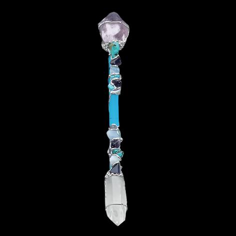 Crystal Wand | SELF-EXPRESSION | Turquoise, Blue Lace Agate, Amethyst, Clear Quartz