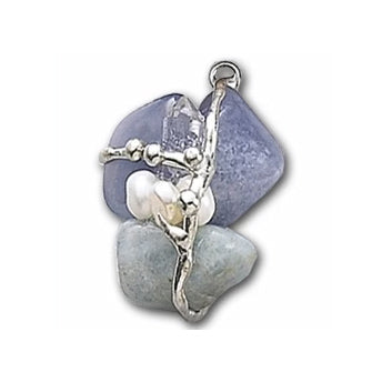 Elemental Crystal Amulet | WATER |  Aquamarine, Blue Chalcedony, Pearl