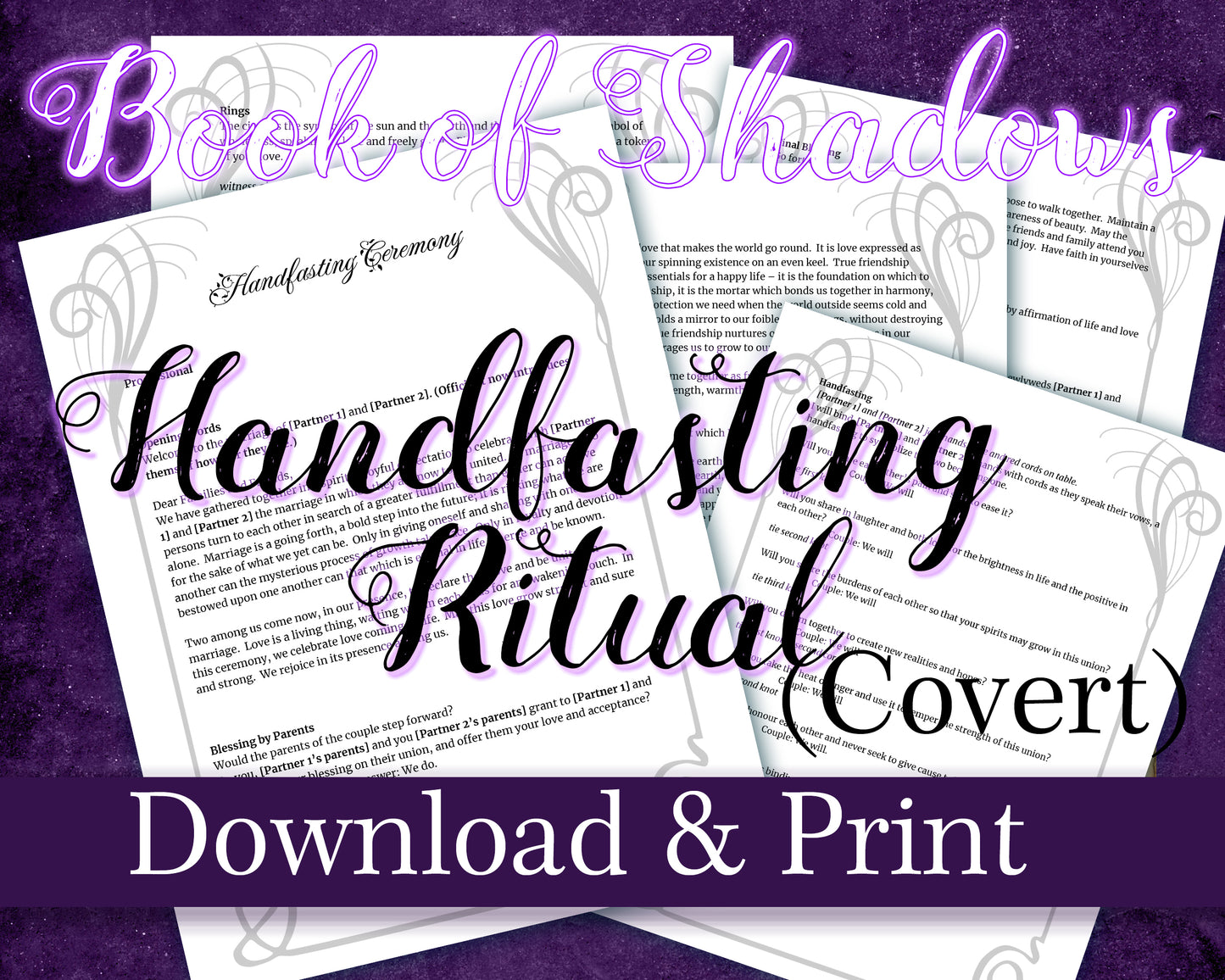 COVERT Handfasting Ritual | Digital Download | Printable Book of Shadows Page