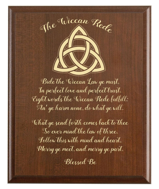 Wiccan Rede Plaque | Triquetra Design