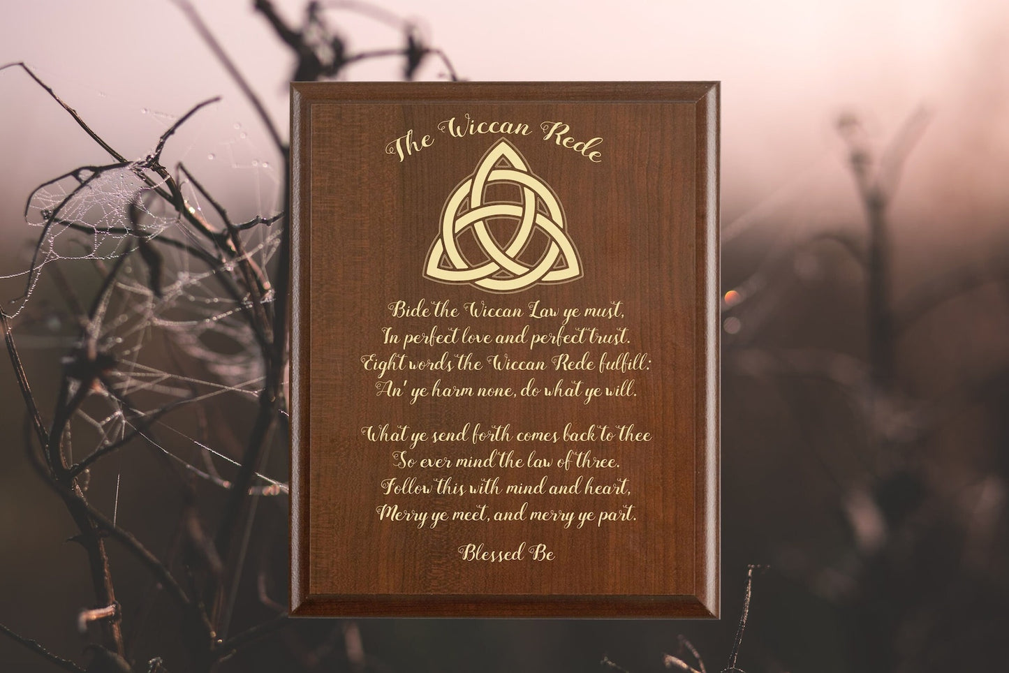 Wiccan Rede Plaque | Triquetra Design