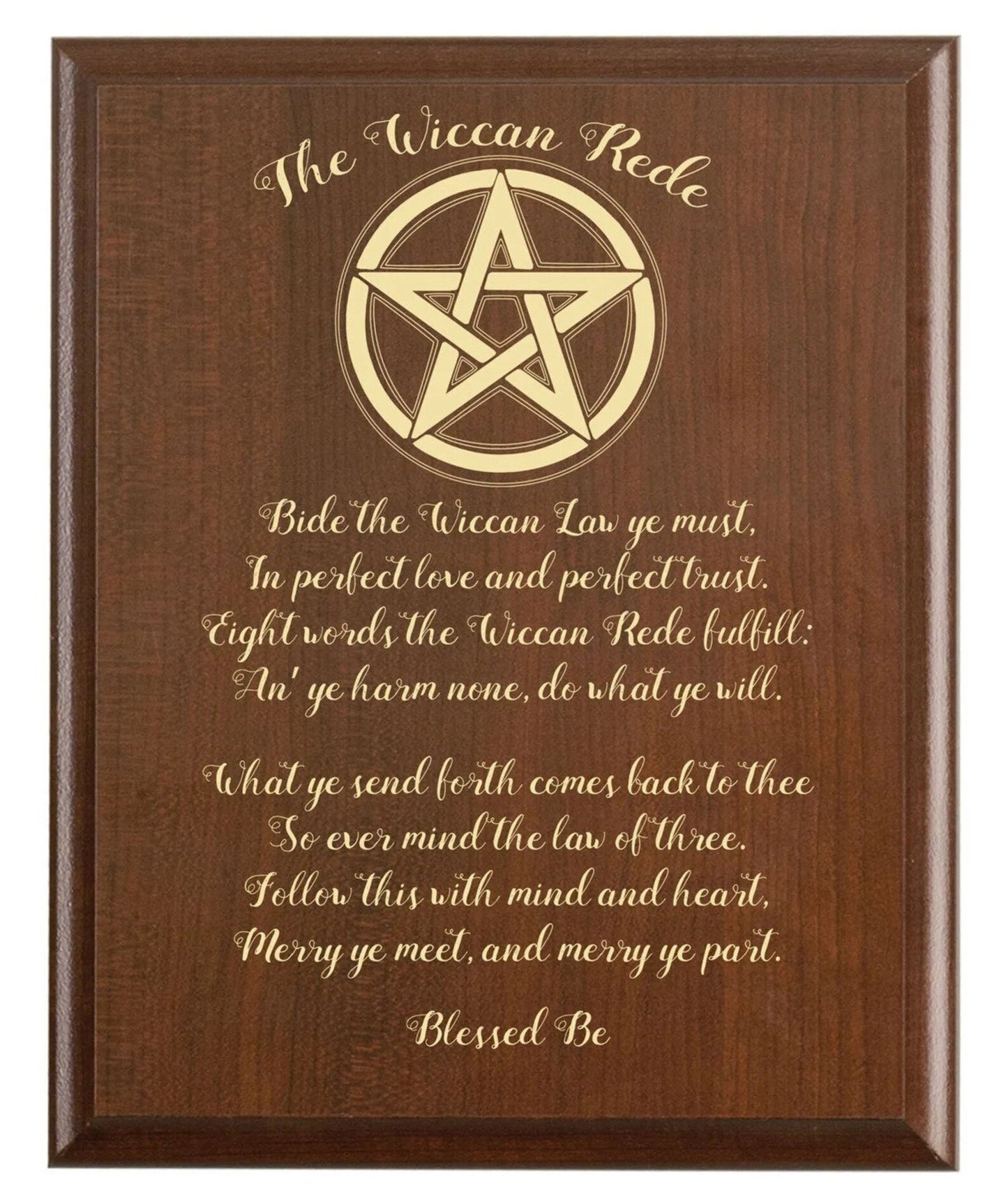 Wiccan Rede Plaque | Pentagram Design
