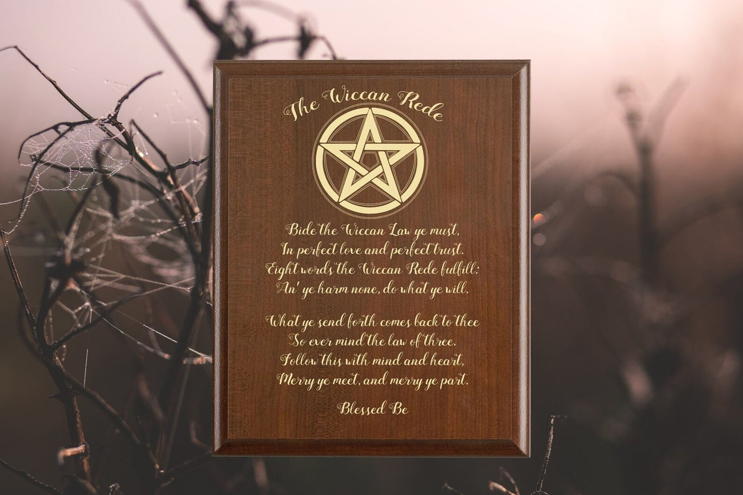 Wiccan Rede Plaque | Pentagram Design