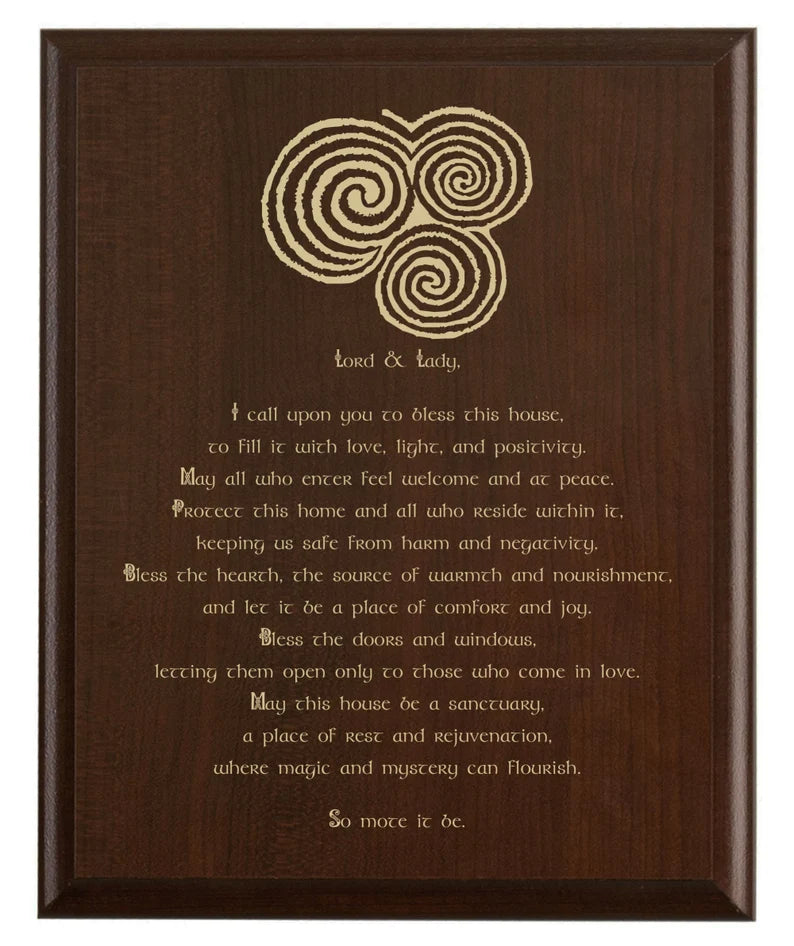 Pagan House Blessing Prayer Plaque | Spiral Design