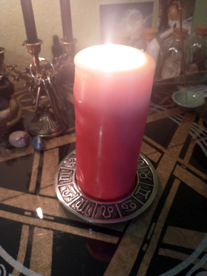 Small Offering Plate for Altars | Zodiac | Pillar Candle Holder | Incense Plate