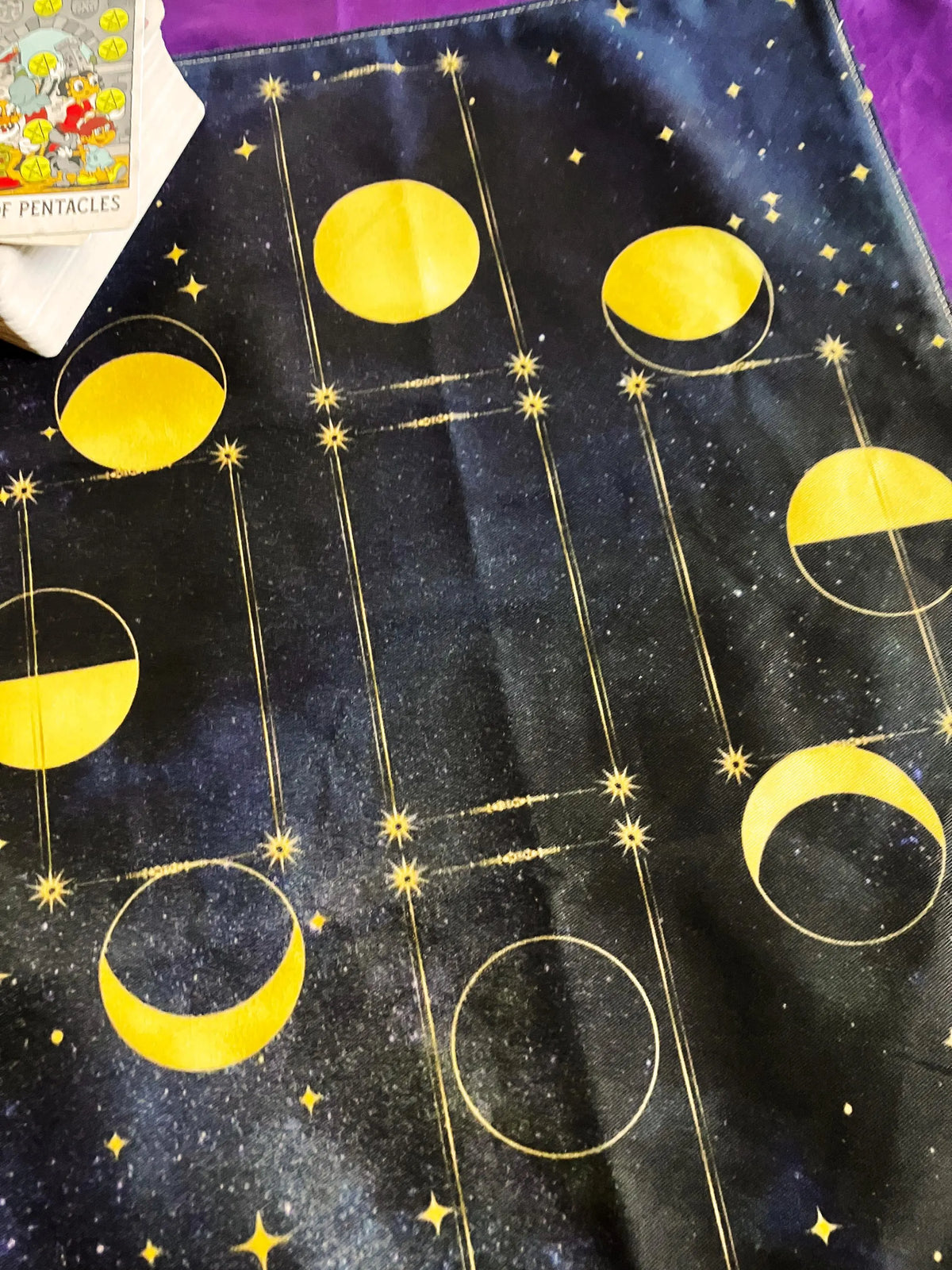 Five Card Spread Tarot Cloth – Night Sky Celestial Reading Mat, 18" x 14"