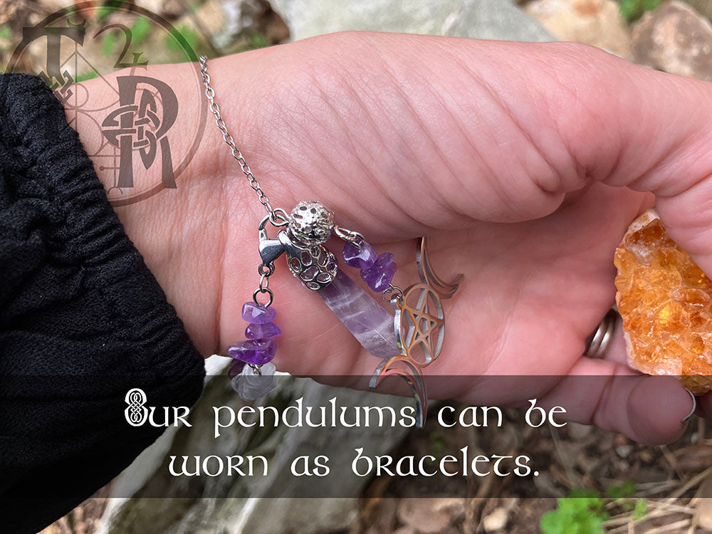 Amethyst Triple Moon Pentacle Pendulum Bracelet