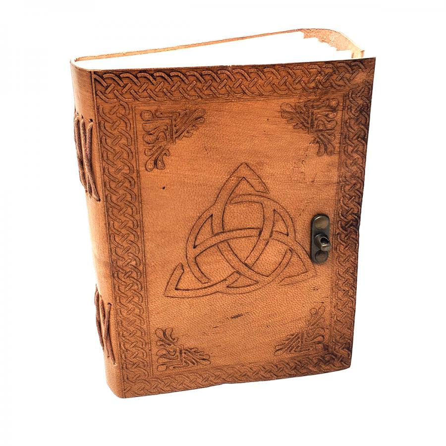 5" x 7" Triquetra Leather Grimoire | Small Book of Shadows With Latch Closure