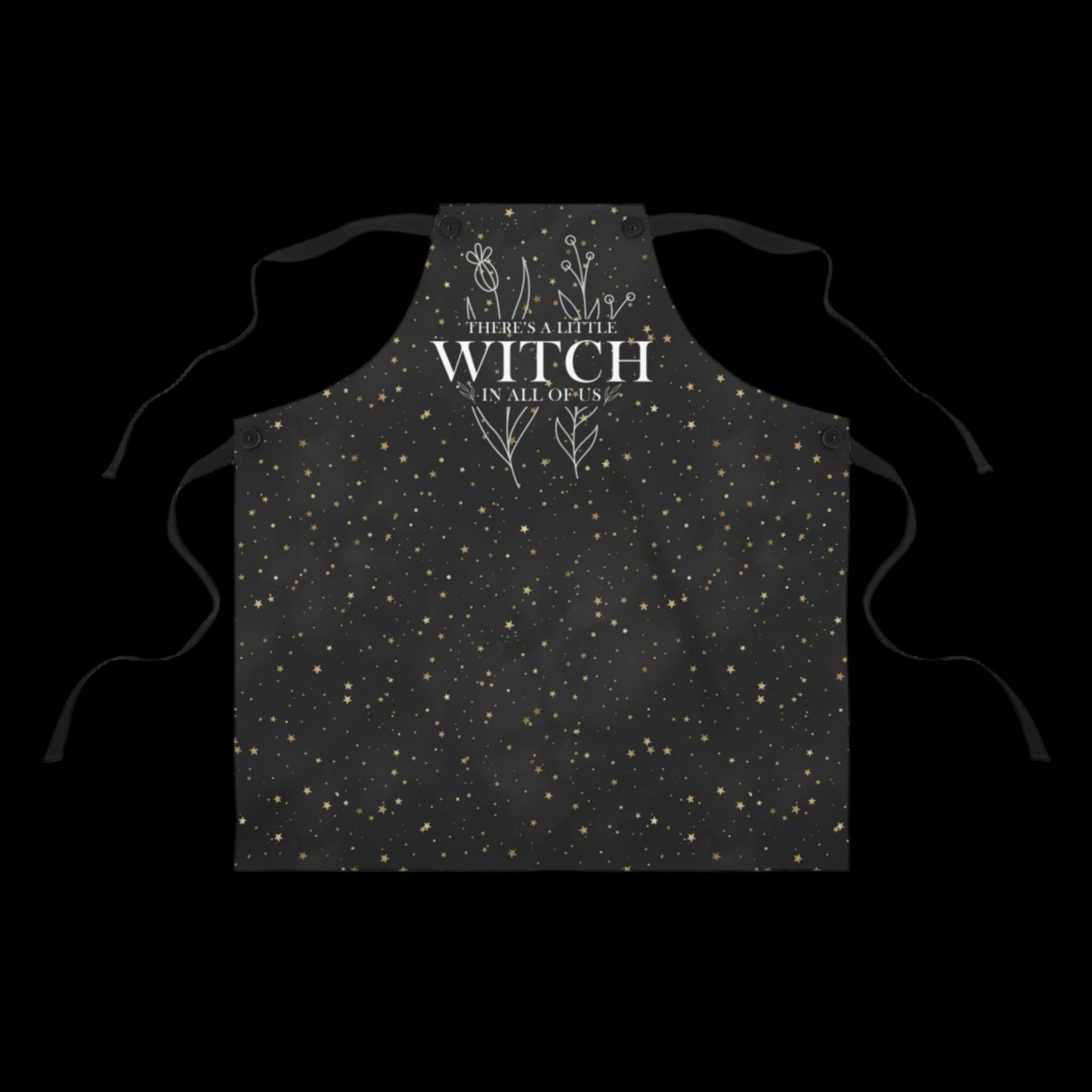 Kitchen Witch Apron - There's a little WITCH in all of us - Black stars background - One Size - witchy gift, wiccan gift, goth, gothic