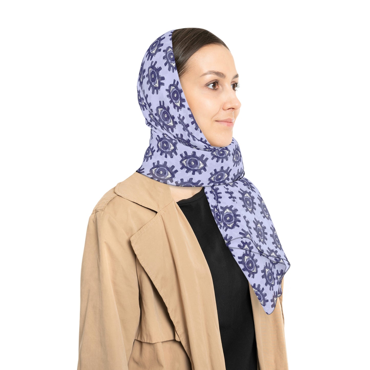 Witches Veil - Purple Blue Psychic Eye Print Veil / Head Scarf - Witchy scarf perfect for veiling or fashion - Sheer, lightweight chiffon