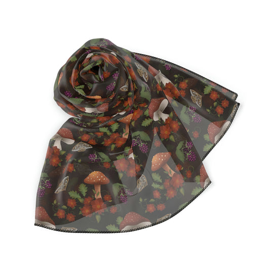 Witches Veil - Large Mushroom Print Veil / Head Scarf - Witchy scarf perfect for veiling or fashion - Sheer, lightweight chiffon
