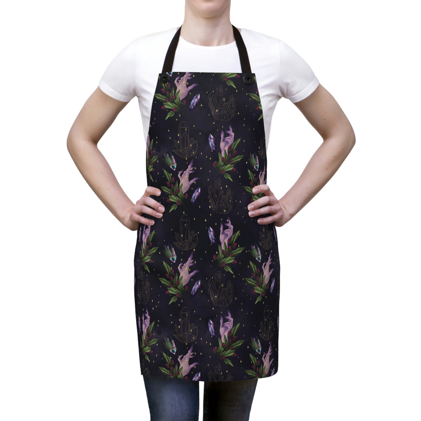 Kitchen Witch Apron | Witchy hands & Herbs | Green Witch