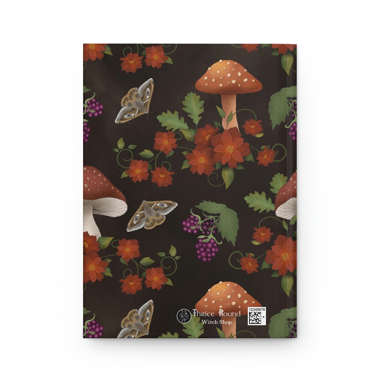 Book of Shadows - Mushrooms & Berries - Hardcover Grimoire for Witches, Pagans, Wiccans - 150 lined page notebook