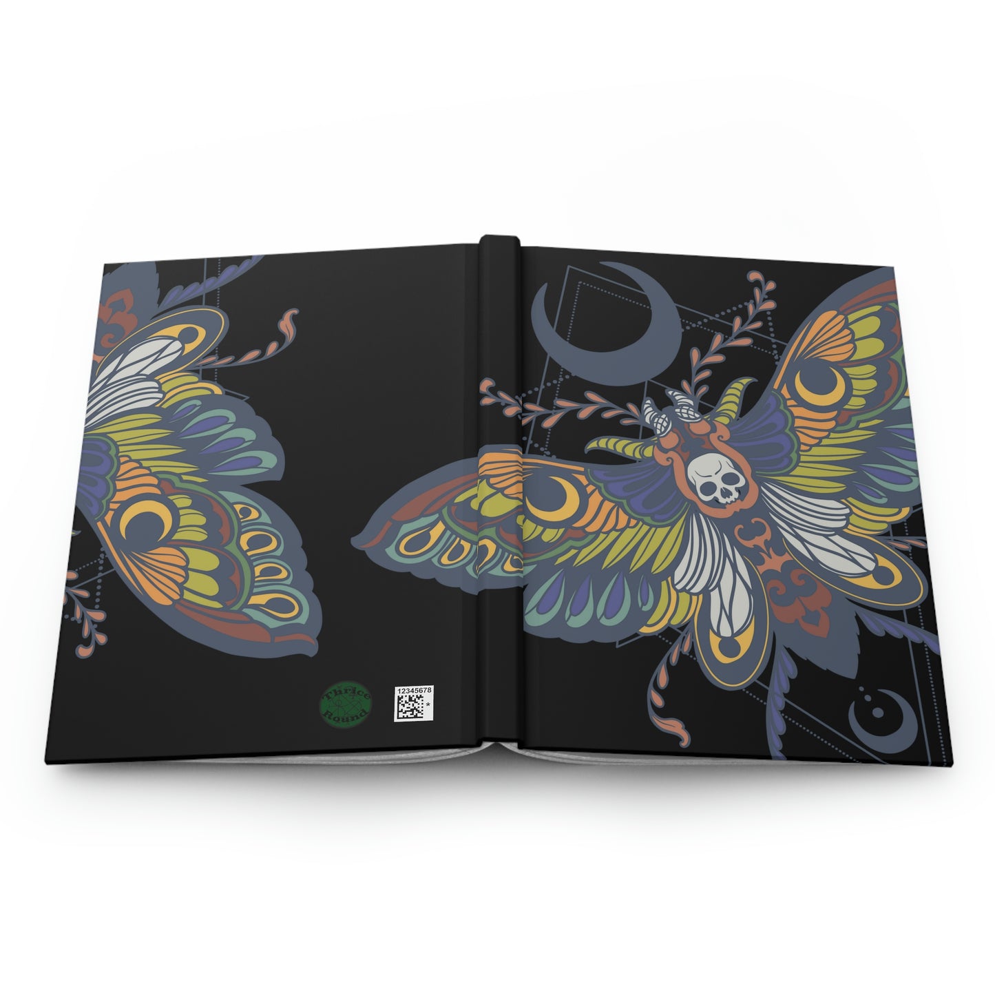 Book of Shadows - Death Moth - Hardcover Grimoire for Witches, Pagans, Wiccans - 150 lined page notebook