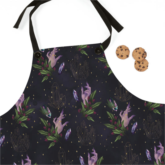 Kitchen Witch Apron | Witchy hands & Herbs | Green Witch