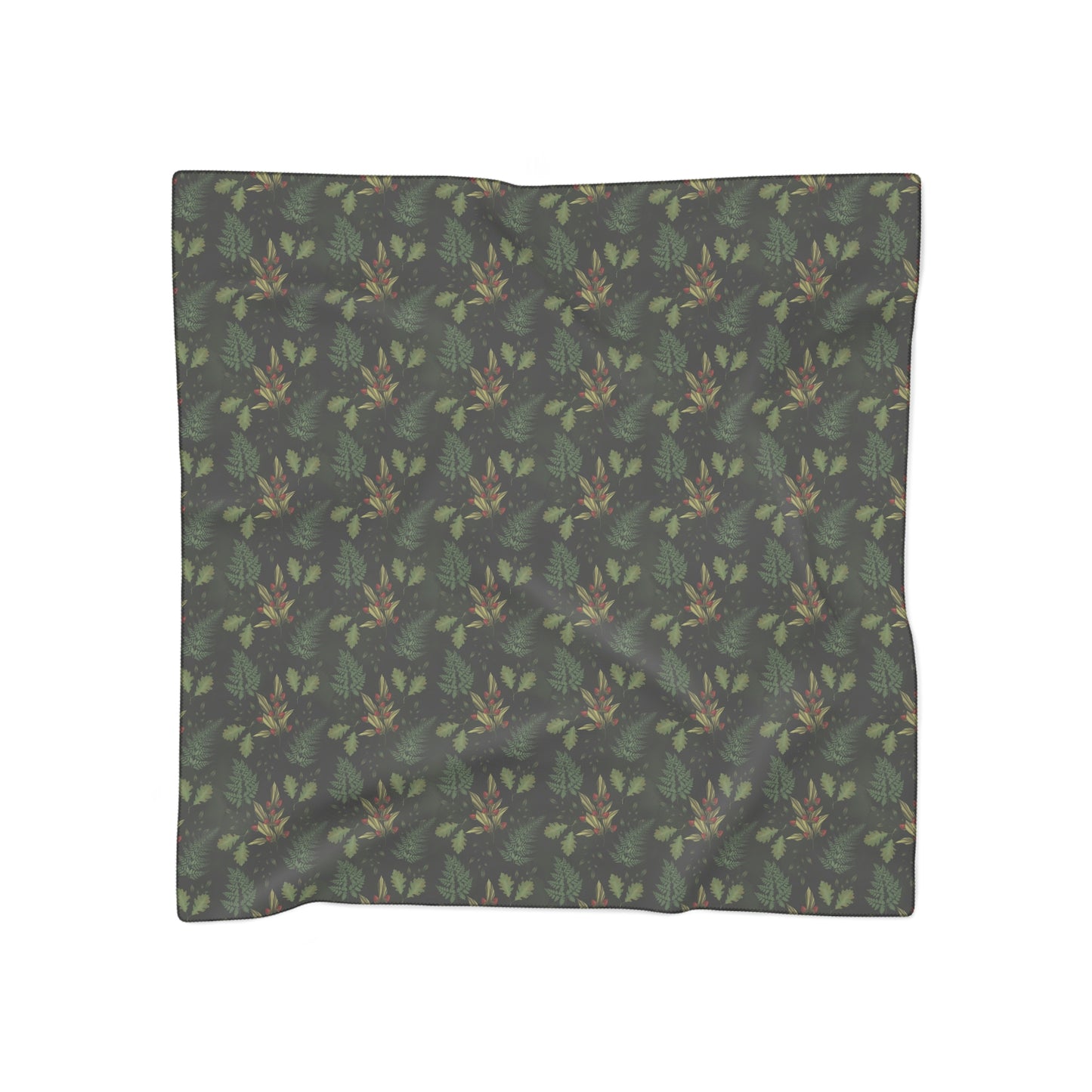 Witches Veil - Green witch Head scarf with ferns, botanicals and leaves Print Veil / Head Scarf - Witchy scarf perfect for veiling or fashion - Sheer, lightweight chiffon