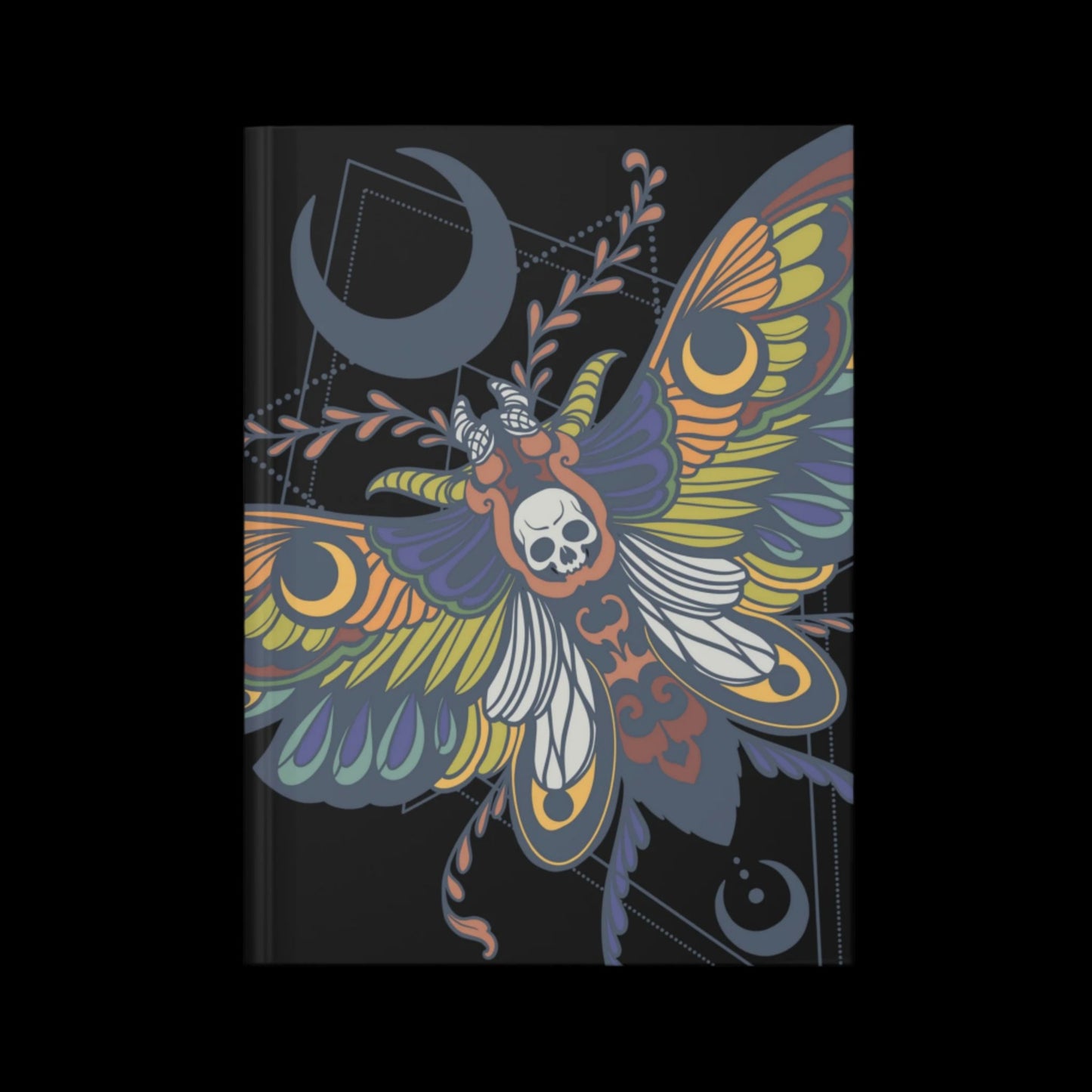 Book of Shadows - Death Moth - Hardcover Grimoire for Witches, Pagans, Wiccans - 150 lined page notebook