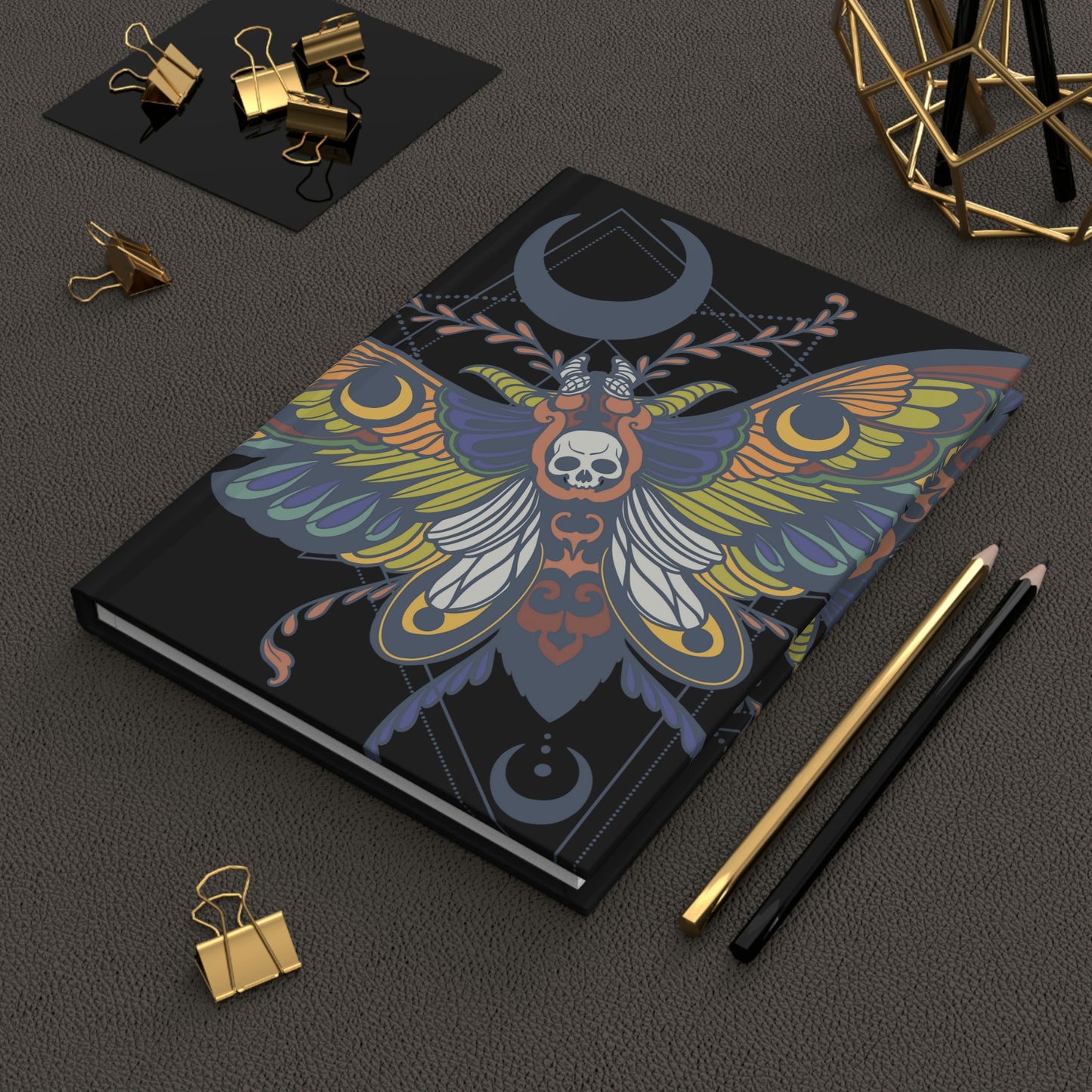 Book of Shadows - Death Moth - Hardcover Grimoire for Witches, Pagans, Wiccans - 150 lined page notebook
