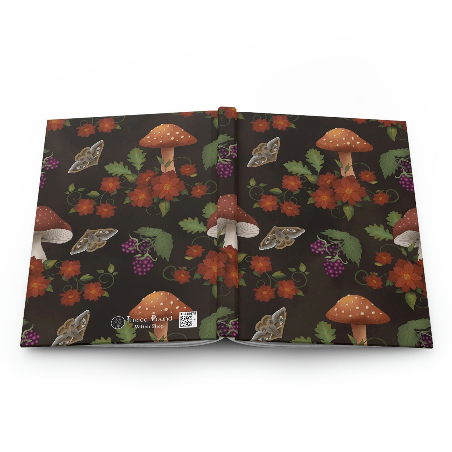 Book of Shadows - Mushrooms & Berries - Hardcover Grimoire for Witches, Pagans, Wiccans - 150 lined page notebook