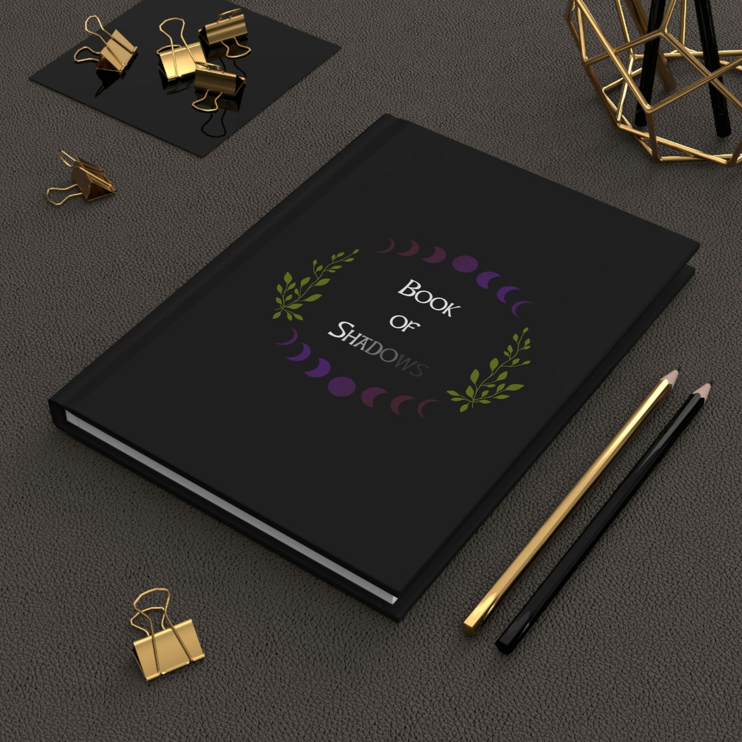Book of Shadows - Moon Phase & Plants - Hardcover Grimoire for Witches, Pagans, Wiccans - 150 lined page notebook