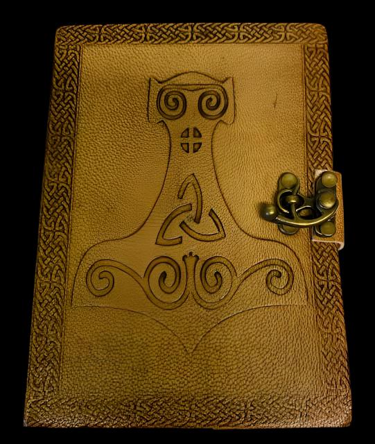 5x7" Thor's Hammer Grimoire | Book of Shadows | Small Leather Journal with Latch