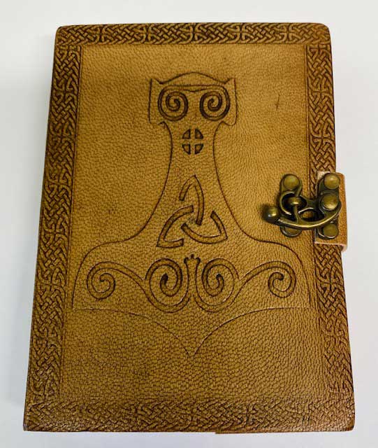 5x7" Thor's Hammer Grimoire | Book of Shadows | Small Leather Journal with Latch