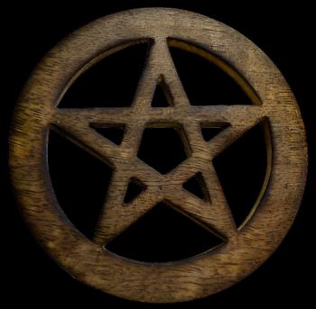 Wood Pentagram Altar Tile 4"