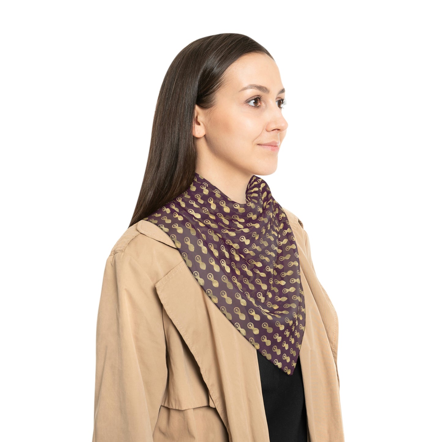Witches Veil - Merlot and Gold Goddess Figure Print Veil / Head Scarf - Witchy scarf perfect for veiling or fashion - Sheer, lightweight chiffon