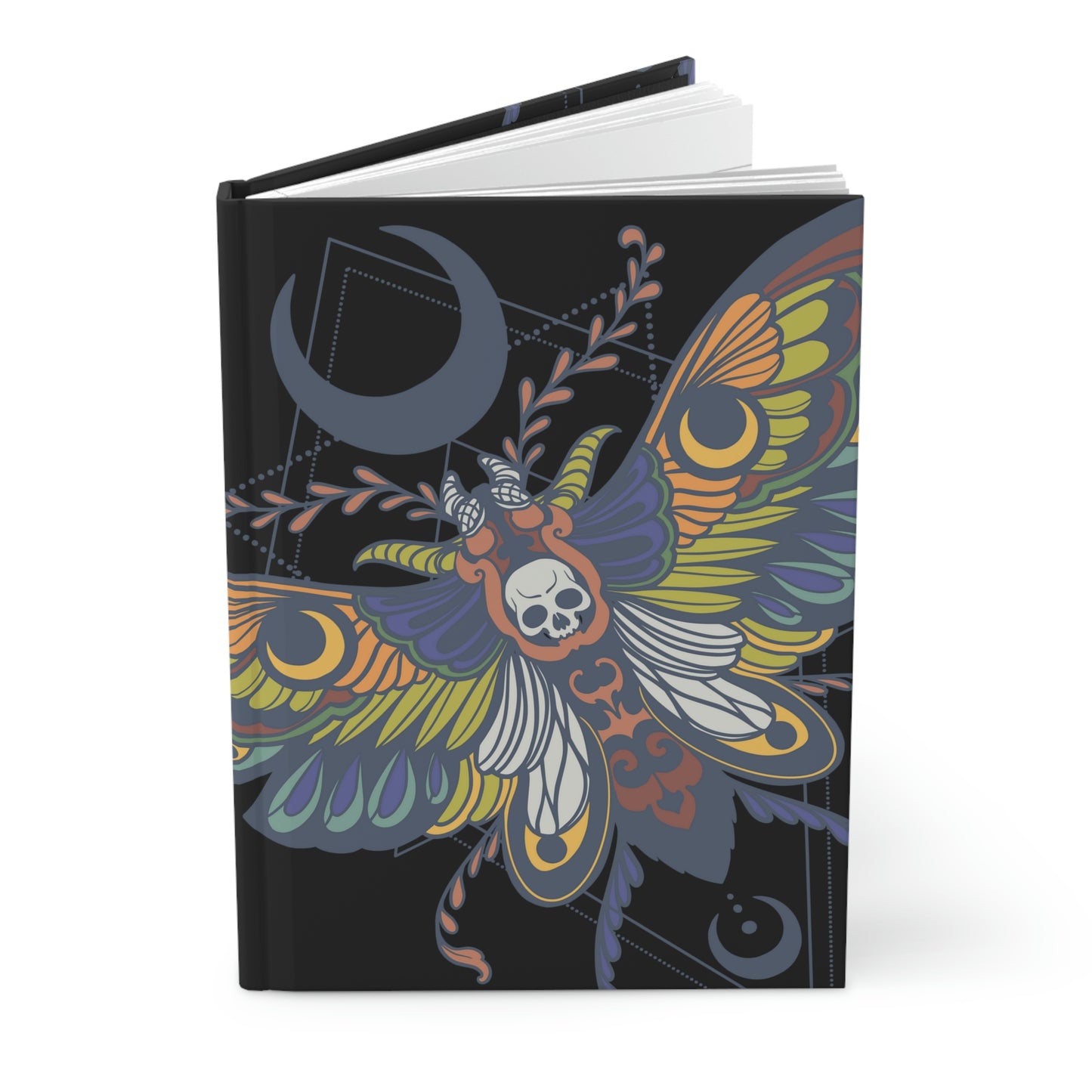 Book of Shadows - Death Moth - Hardcover Grimoire for Witches, Pagans, Wiccans - 150 lined page notebook