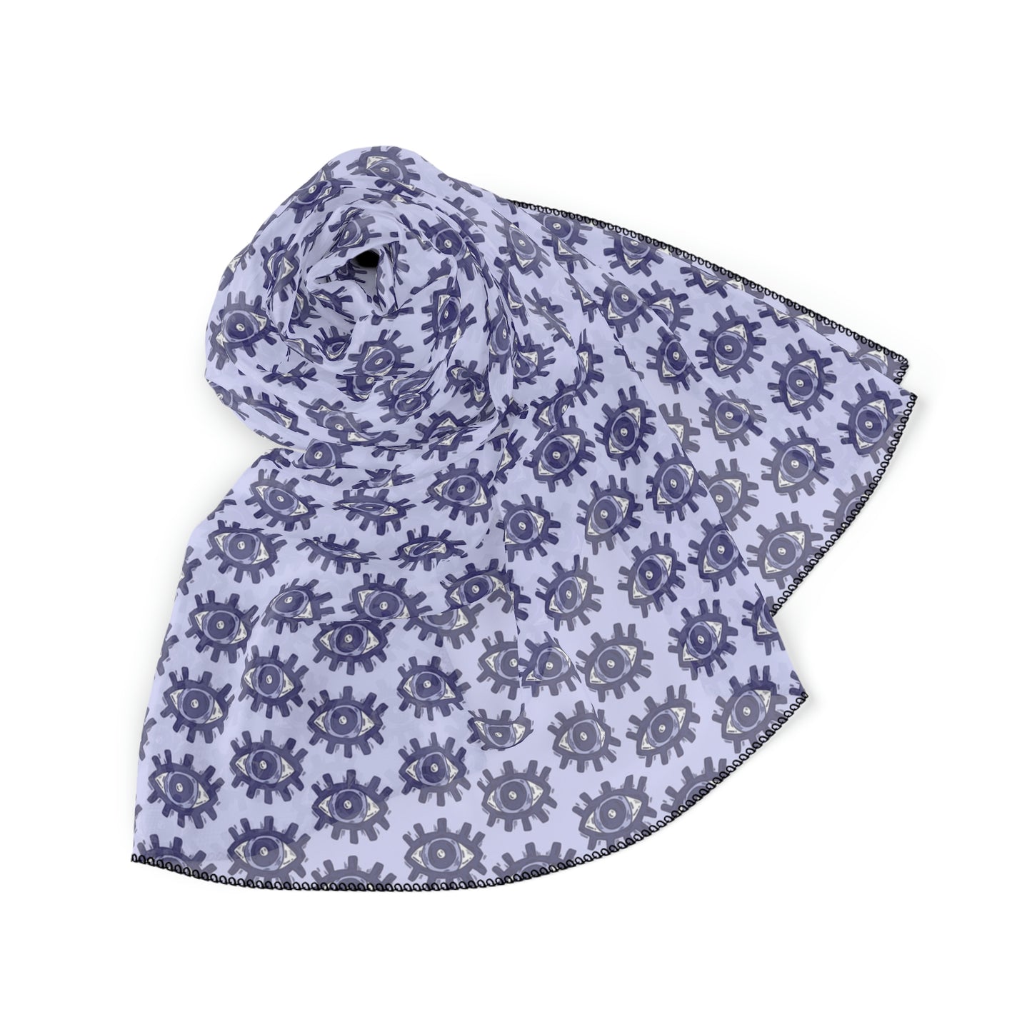 Witches Veil - Purple Blue Psychic Eye Print Veil / Head Scarf - Witchy scarf perfect for veiling or fashion - Sheer, lightweight chiffon