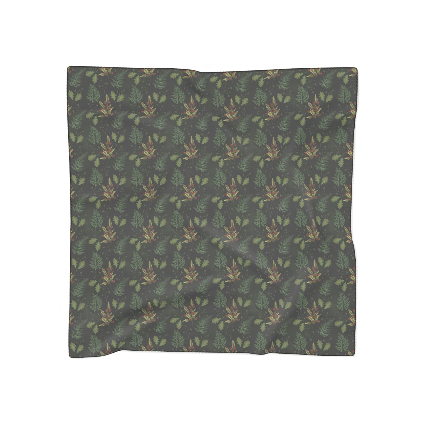 Witches Veil - Green witch Head scarf with ferns, botanicals and leaves Print Veil / Head Scarf - Witchy scarf perfect for veiling or fashion - Sheer, lightweight chiffon