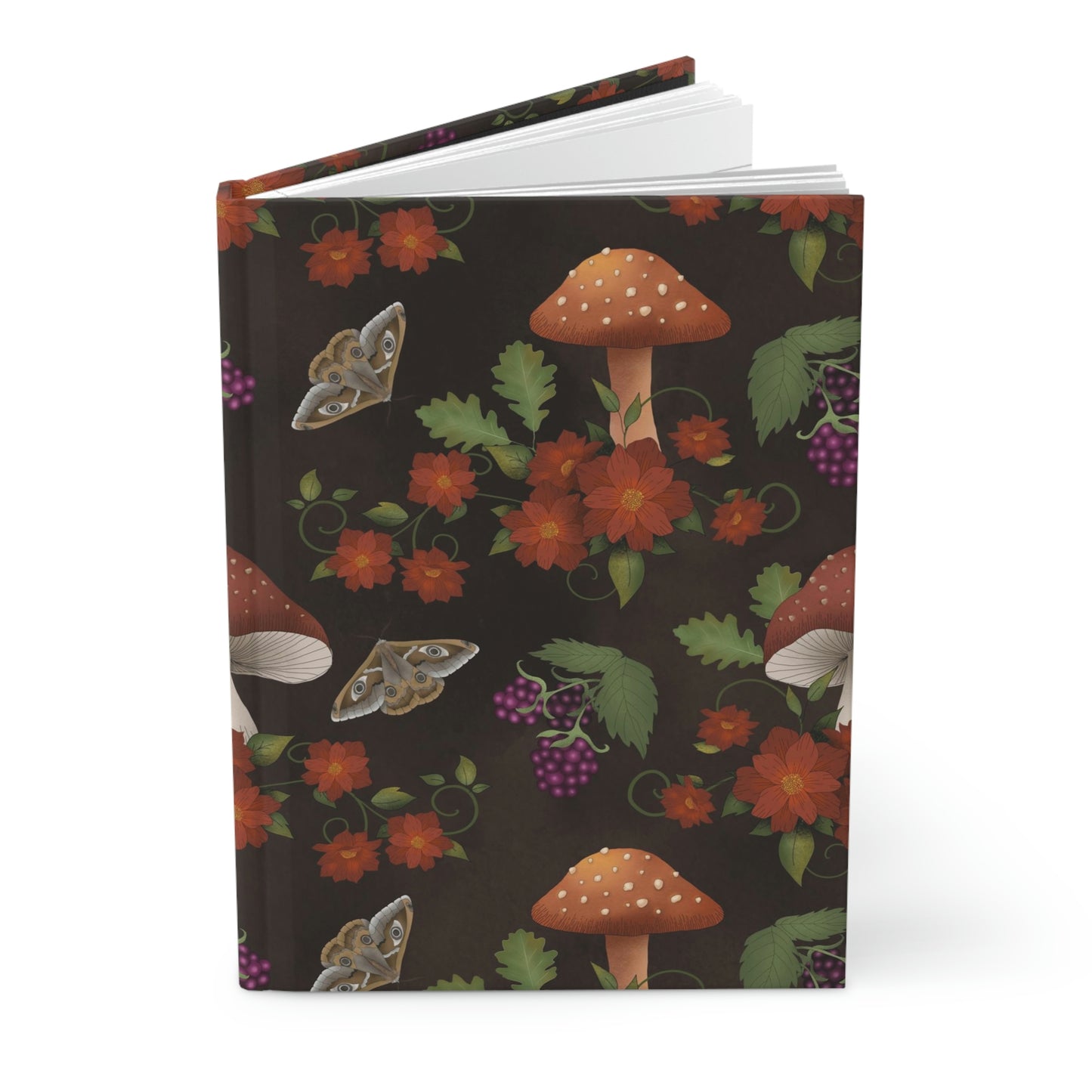 Book of Shadows - Mushrooms & Berries - Hardcover Grimoire for Witches, Pagans, Wiccans - 150 lined page notebook