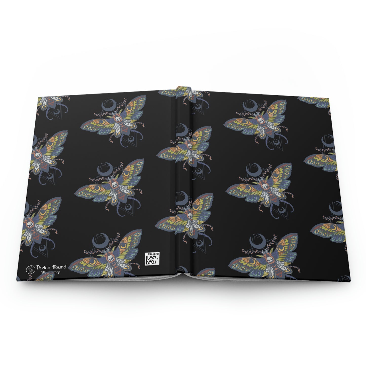 Book of Shadows - Death's Head Moth - Hardcover Grimoire for Witches, Pagans, Wiccans - 150 lined page notebook