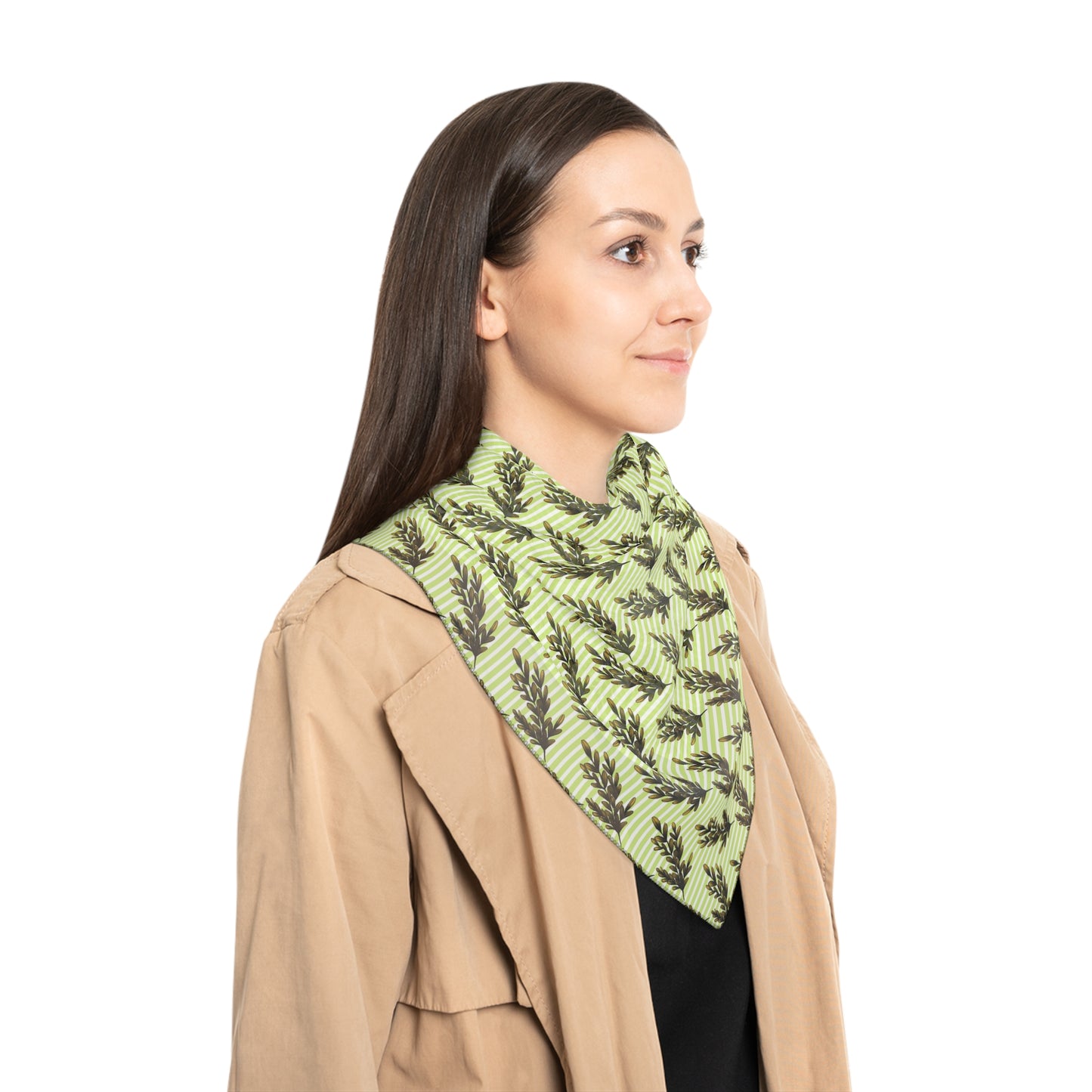 Leaves & Stripes Green Witches Veil | Witchy Pagan Scarf