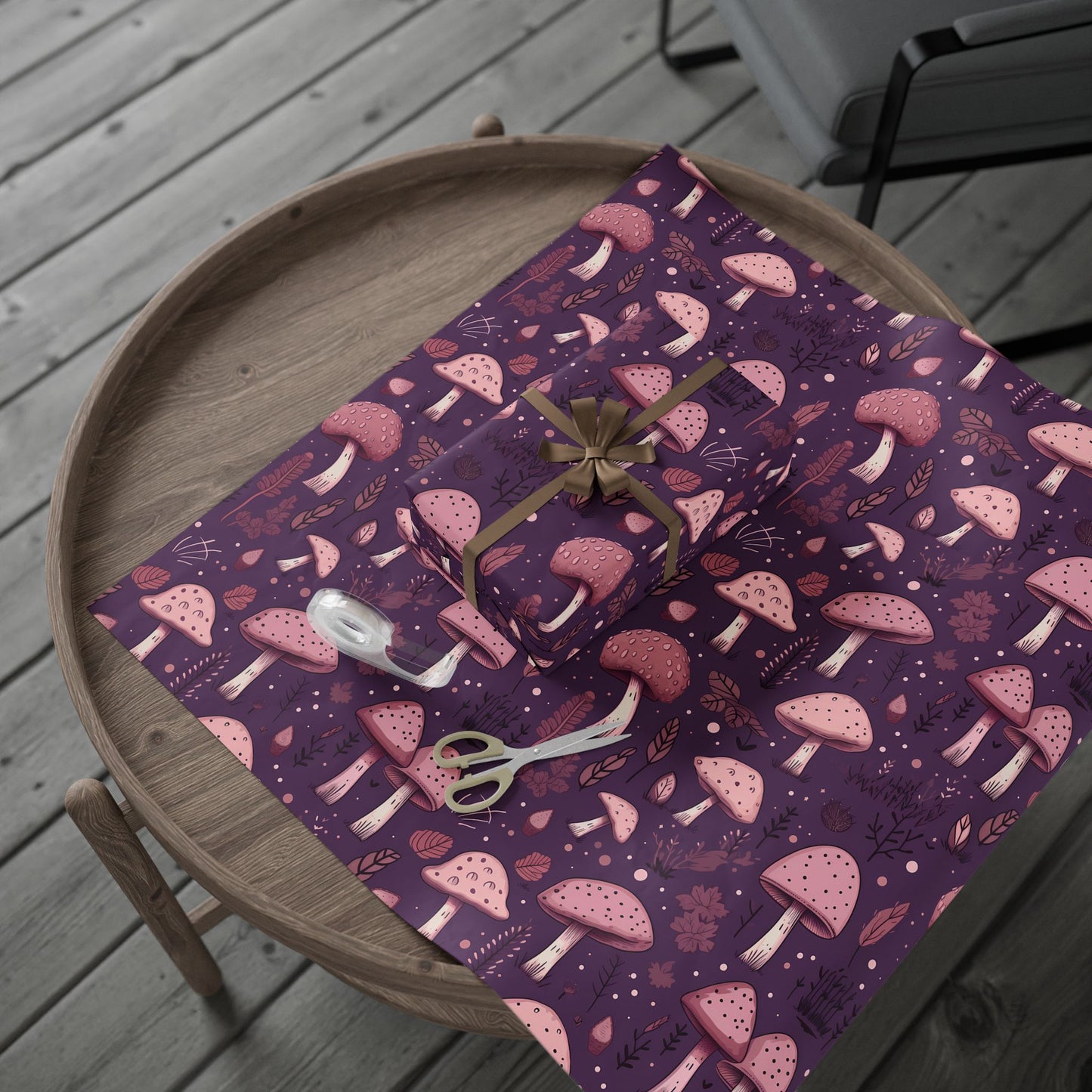 Purple & Pink Mushrooms | Witchy Wrapping Paper | Boutique Gift Wrap